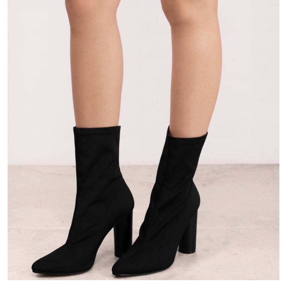 Tobi Black Sock Heeled Booties